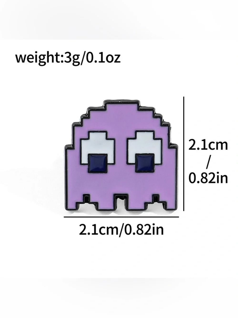 Retro Purple Pixel Ghost Enamel Pin – Arcade Game Inspired Hard Enamel Lapel Pin